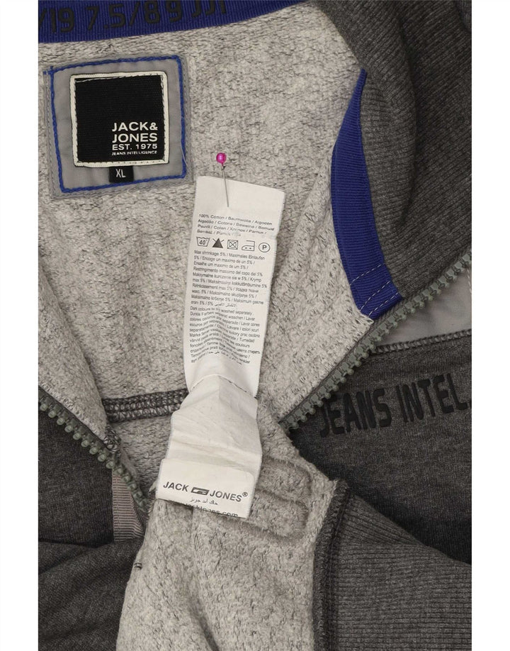 Jack & Jones Mens Graphic Tracksuit Top Jacket XL Grey Colourblock Cotton