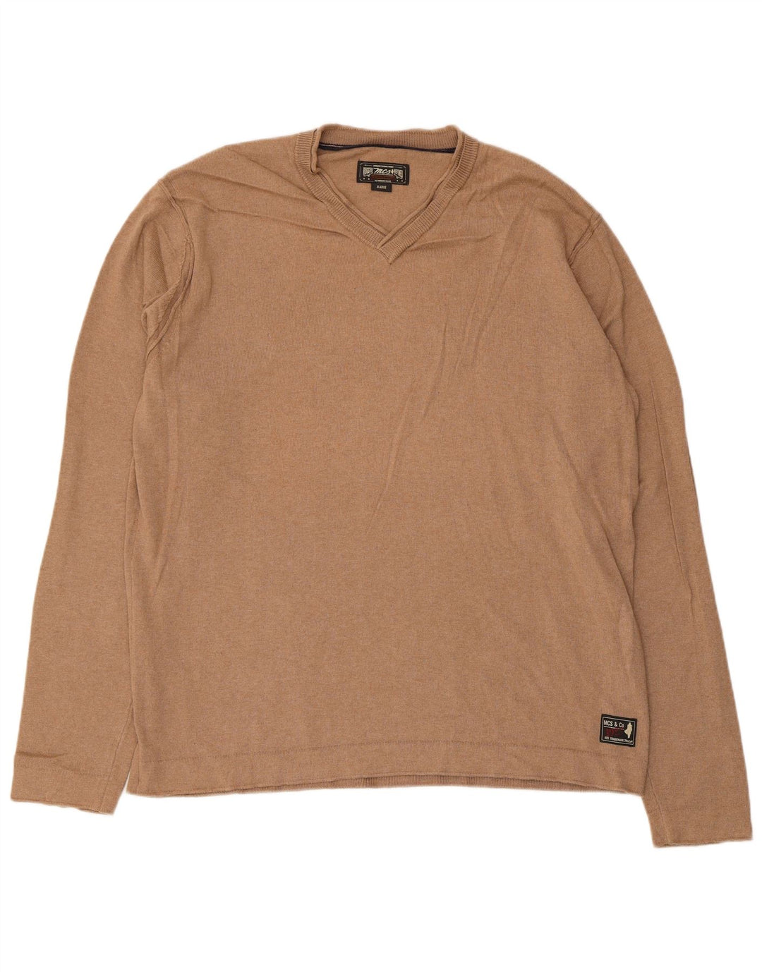 Marlboro Classics Mens V-Neck Jumper Sweater XL Beige