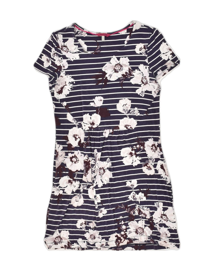 JOULES Womens T-Shirt Dress UK 10 Small  Navy Blue Floral Viscose | Vintage Joules | Thrift | Second-Hand Joules | Used Clothing | Messina Hembry 