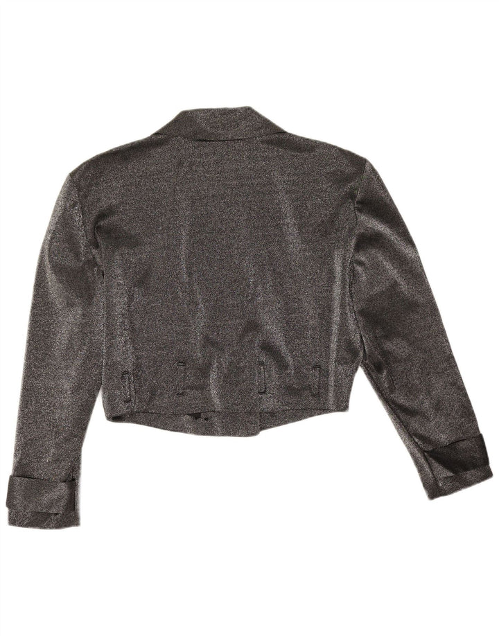 Vintage Womens Double Breasted Bolero Jacket UK 12 Medium Grey Flecked