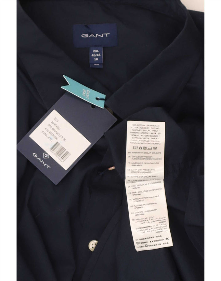 Gant Mens Regular Fit Shirt 2XL Navy Blue Cotton Classic