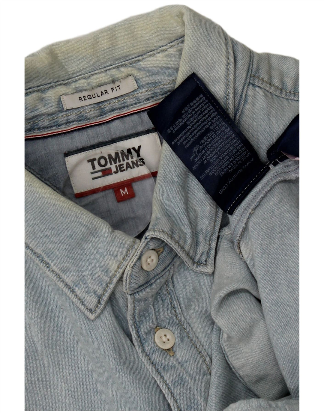 Tommy Hilfiger Mens Regular Fit Denim Shirt Medium Blue Cotton