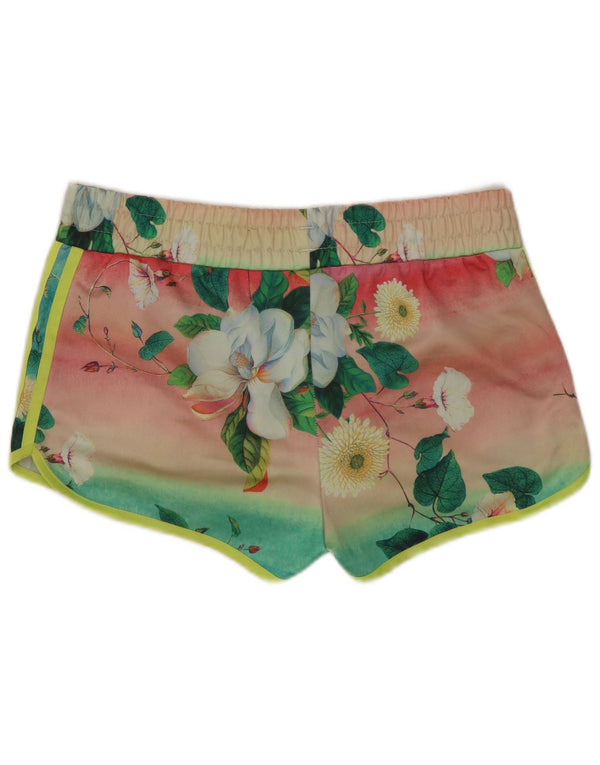 Adidas Womens Graphic Sport Shorts UK 12 Medium  Green Floral Polyester