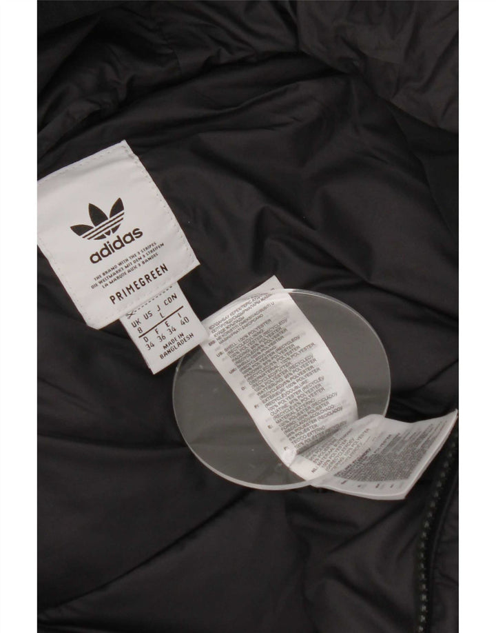 Adidas Womens Hooded Padded Jacket UK 8 Small Black Polyester