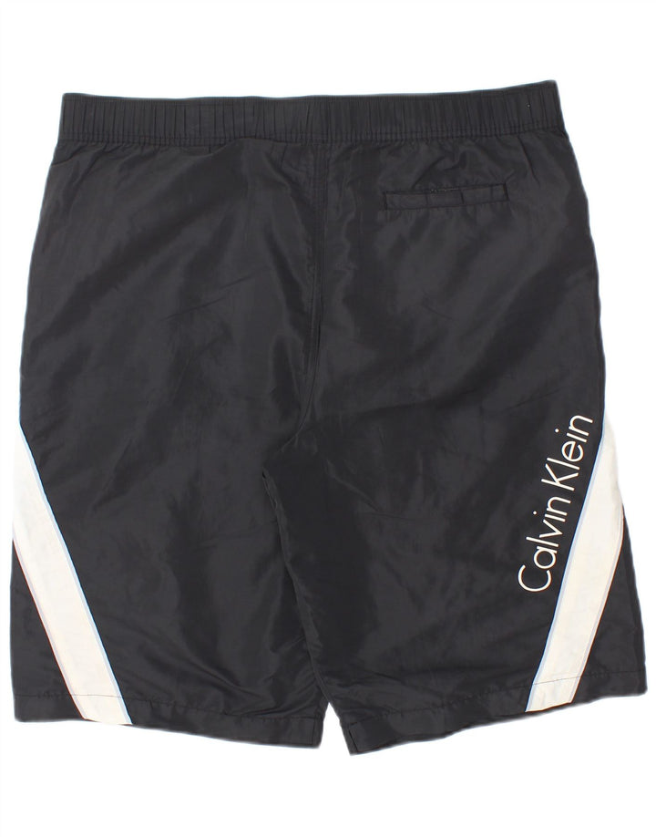 Calvin Klein Mens Graphic Swimming Shorts Large Black Colourblock Polyester