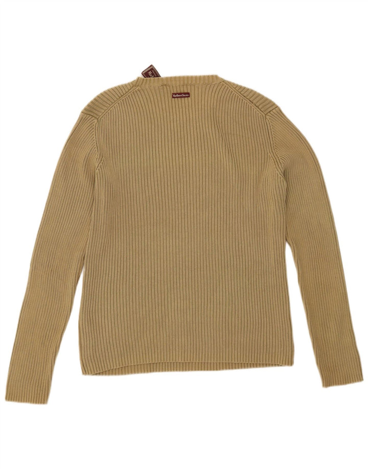 MARLBORO CLASSICS Mens Crew Neck Jumper Sweater Large Khaki Cotton