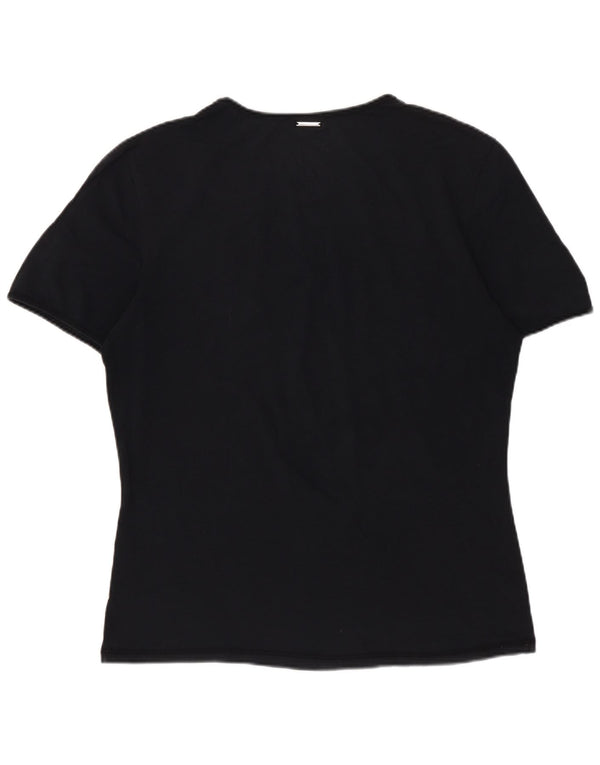 Hugo Boss Womens T-Shirt Top UK 12 Medium Black Cotton