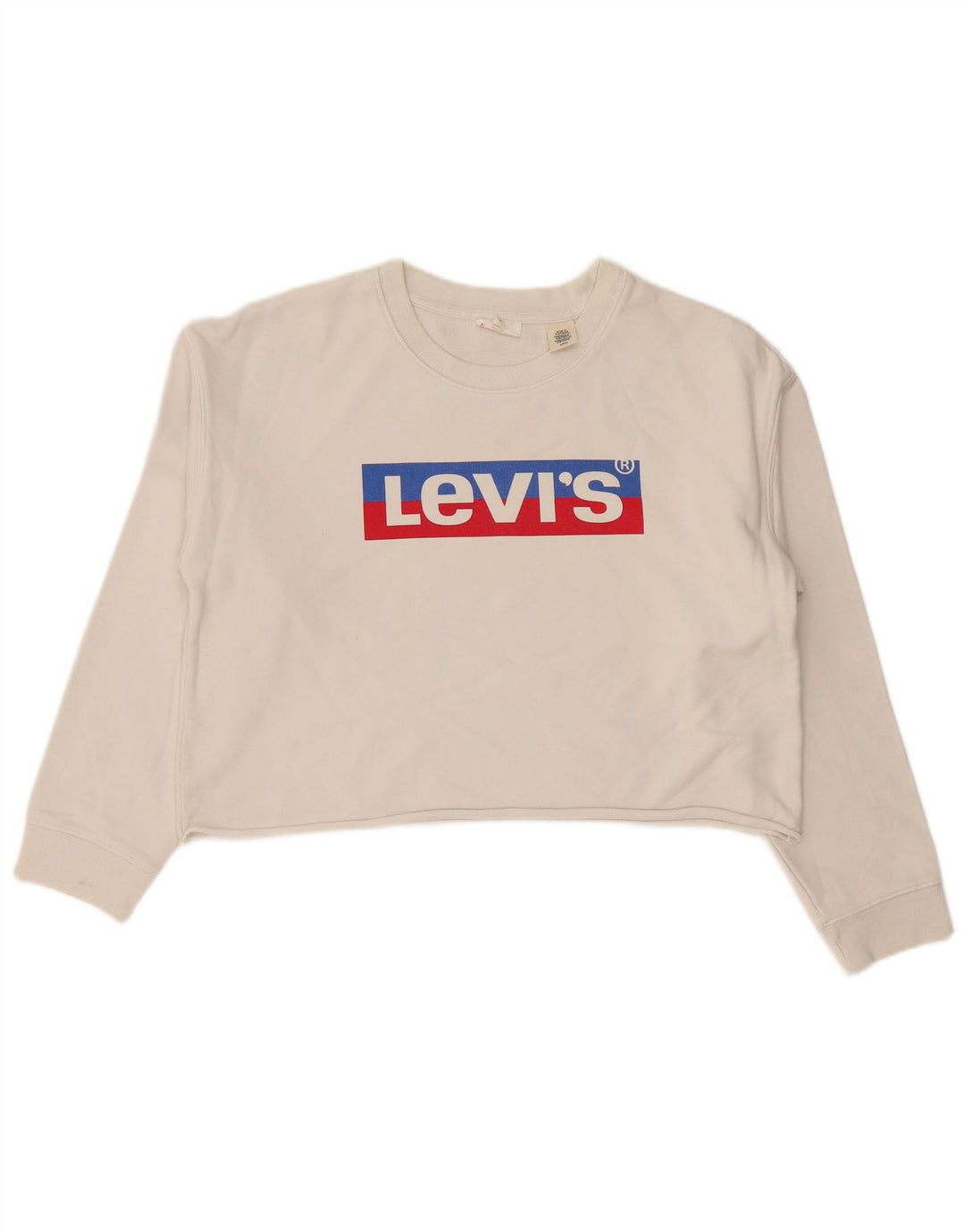 Levi's Womens Oversized Graphic Crop Sweatshirt Jumper UK 10 Small White