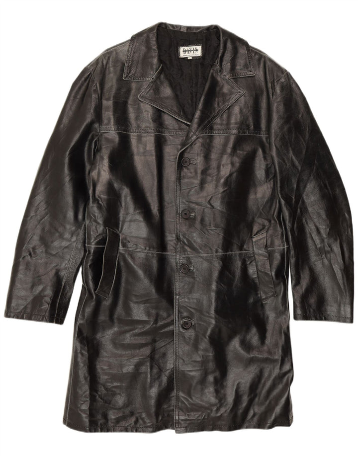 Davin Mens Leather Coat UK 40 Large Black Leather