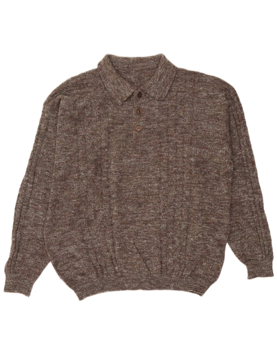 Vintage Mens Polo Neck Jumper Sweater Large Grey Flecked
