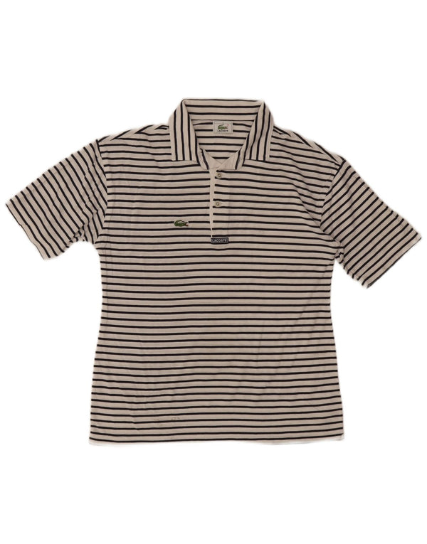 Lacoste Mens Polo Shirt Size 4 Medium White Pinstripe