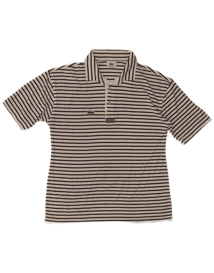 Lacoste Mens Polo Shirt Size 4 Medium White Pinstripe