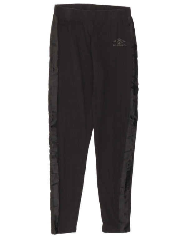 Umbro Womens Leggings UK 14 Large  Black Colourblock Cotton