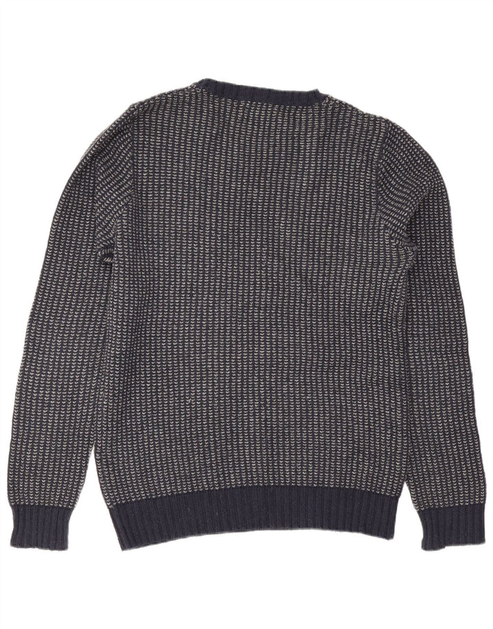 Gant Mens Crew Neck Jumper Sweater Medium Navy Blue Striped Cotton
