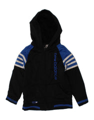 NEW BALANCE Boys Graphic Zip Hoodie Sweater 5-6 Years Black Colourblock