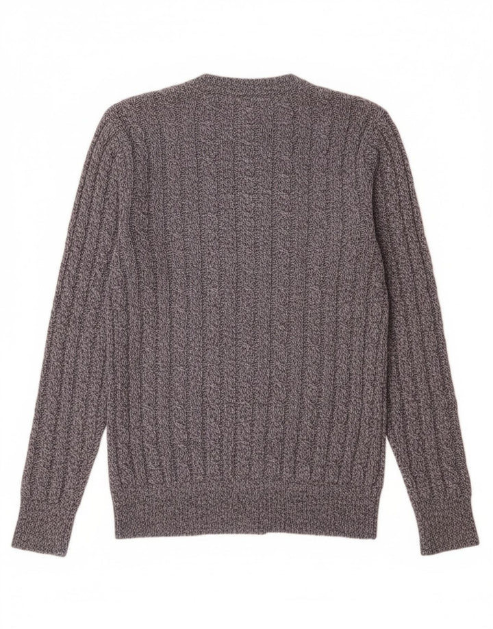 Superdry Mens Crew Neck Jumper Sweater Large Navy Blue Flecked Lambswool