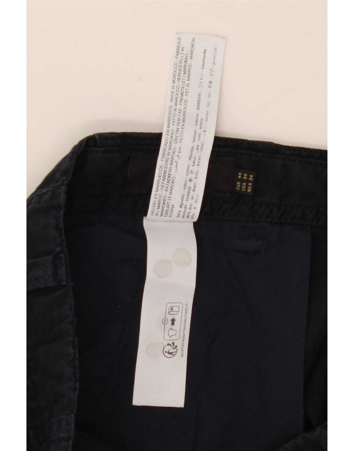 Massimo Dutti Mens Chino Shorts EU 44 Large W34 Navy Blue Cotton