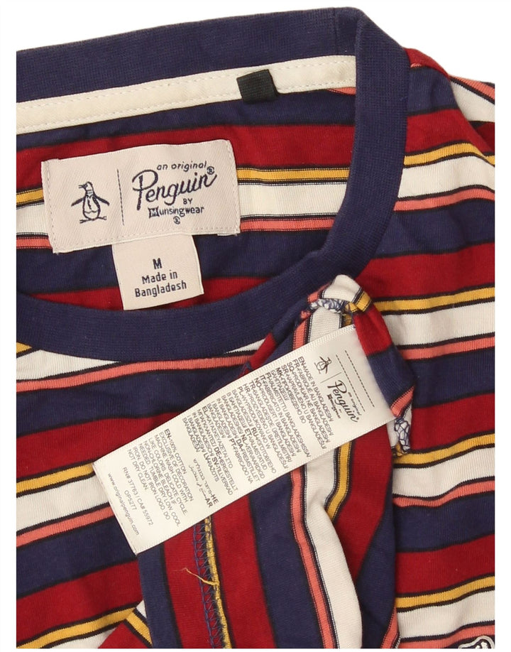 Penguin Mens T-Shirt Top Medium Multicoloured Striped Cotton