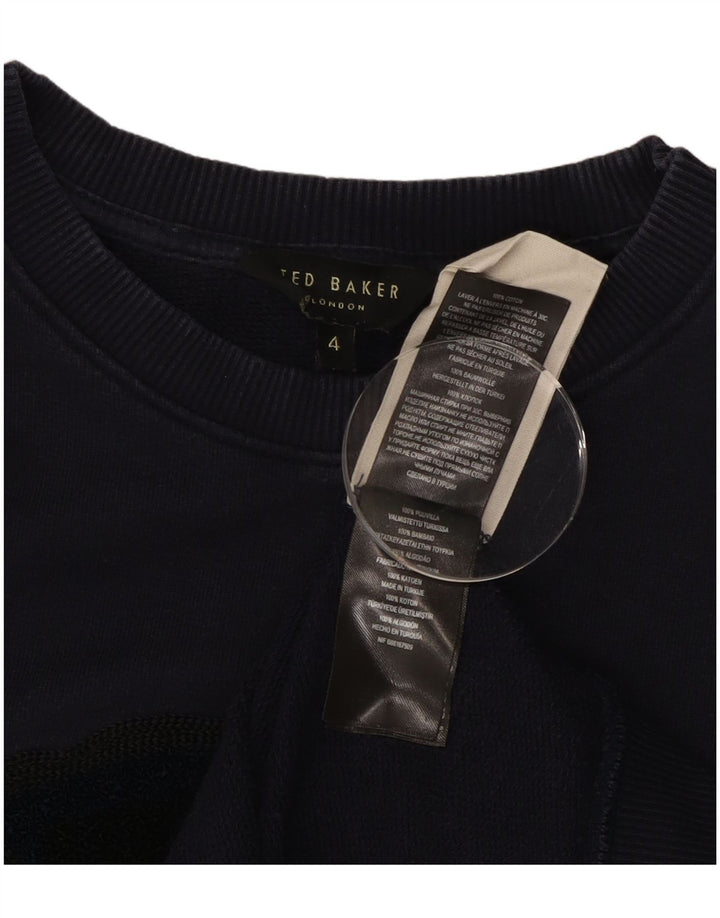 TED BAKER Womens Oversized Sweatshirt Jumper Size 4 Large Navy Blue Floral