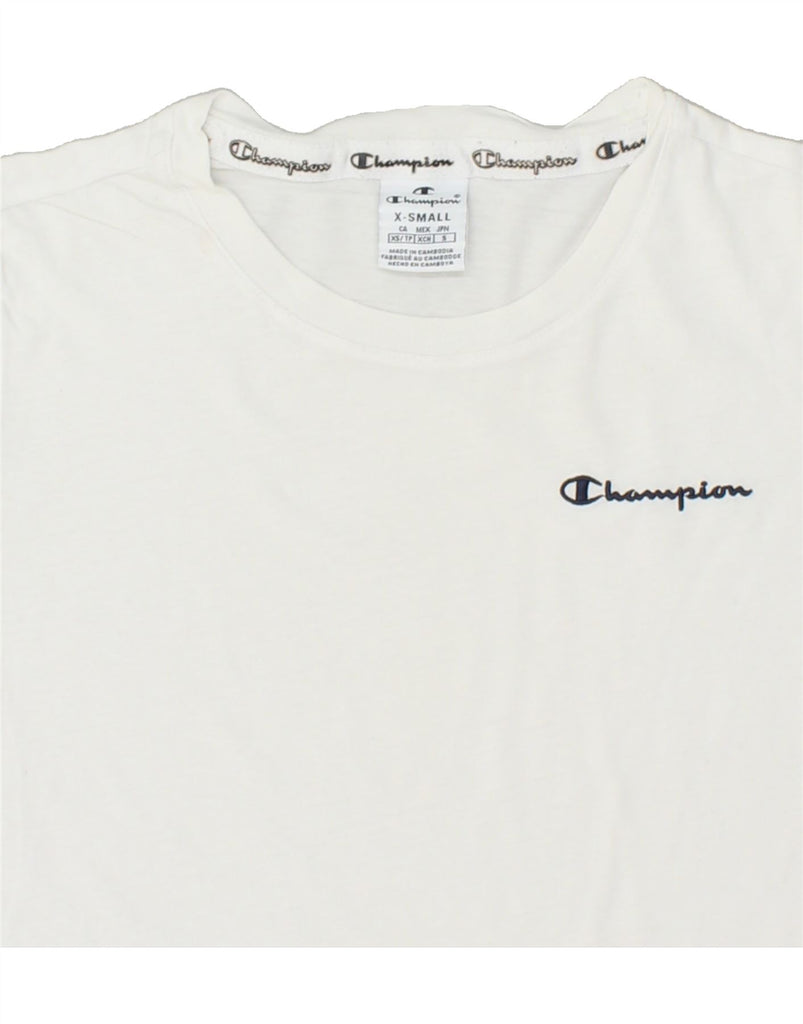 CHAMPION Womens Graphic T-Shirt Top UK 6 XS White Cotton | Vintage Champion | Thrift | Second-Hand Champion | Used Clothing | Messina Hembry 