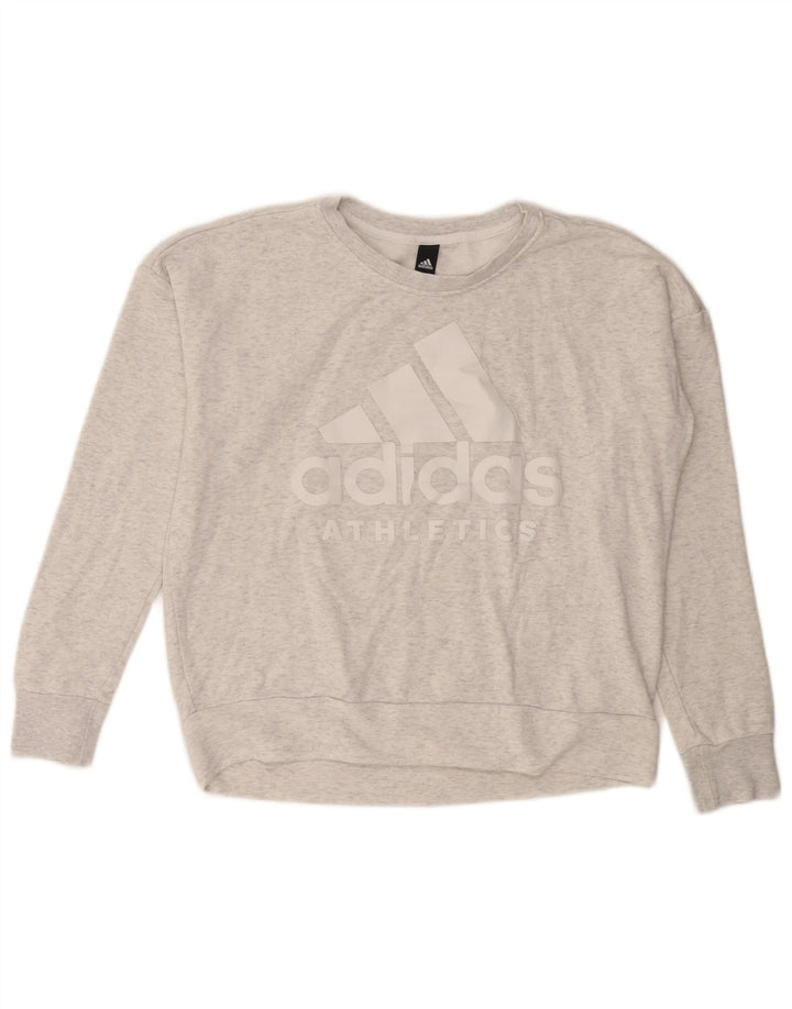 ADIDAS Womens Graphic Sweatshirt Jumper UK 16 Large Grey