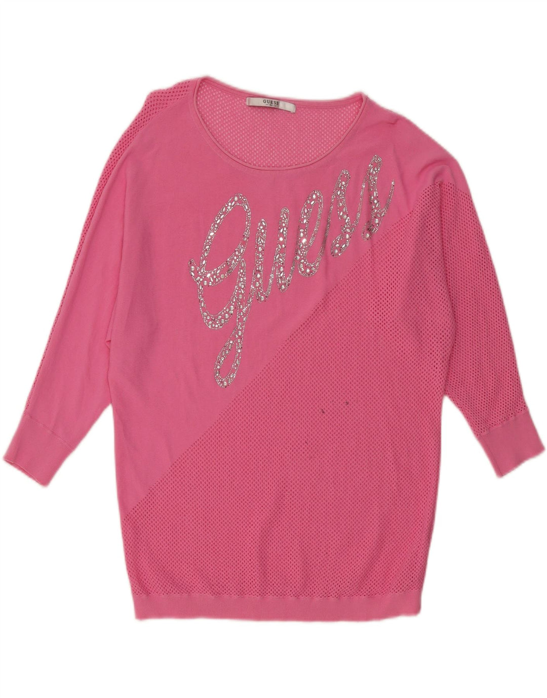 GUESS Womens Graphic Sweatshirt Jumper Dress UK 18 XL Pink