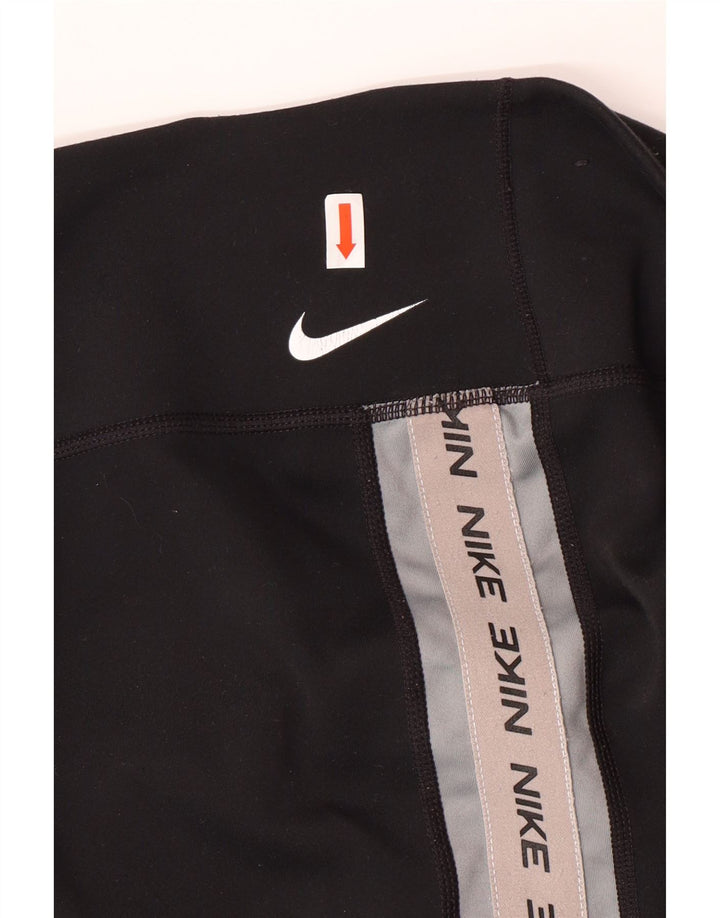 NIKE Womens Crop Graphic Leggings UK 12 Medium  Black Polyester Vintage Nike and Second-Hand Nike from Messina Hembry 