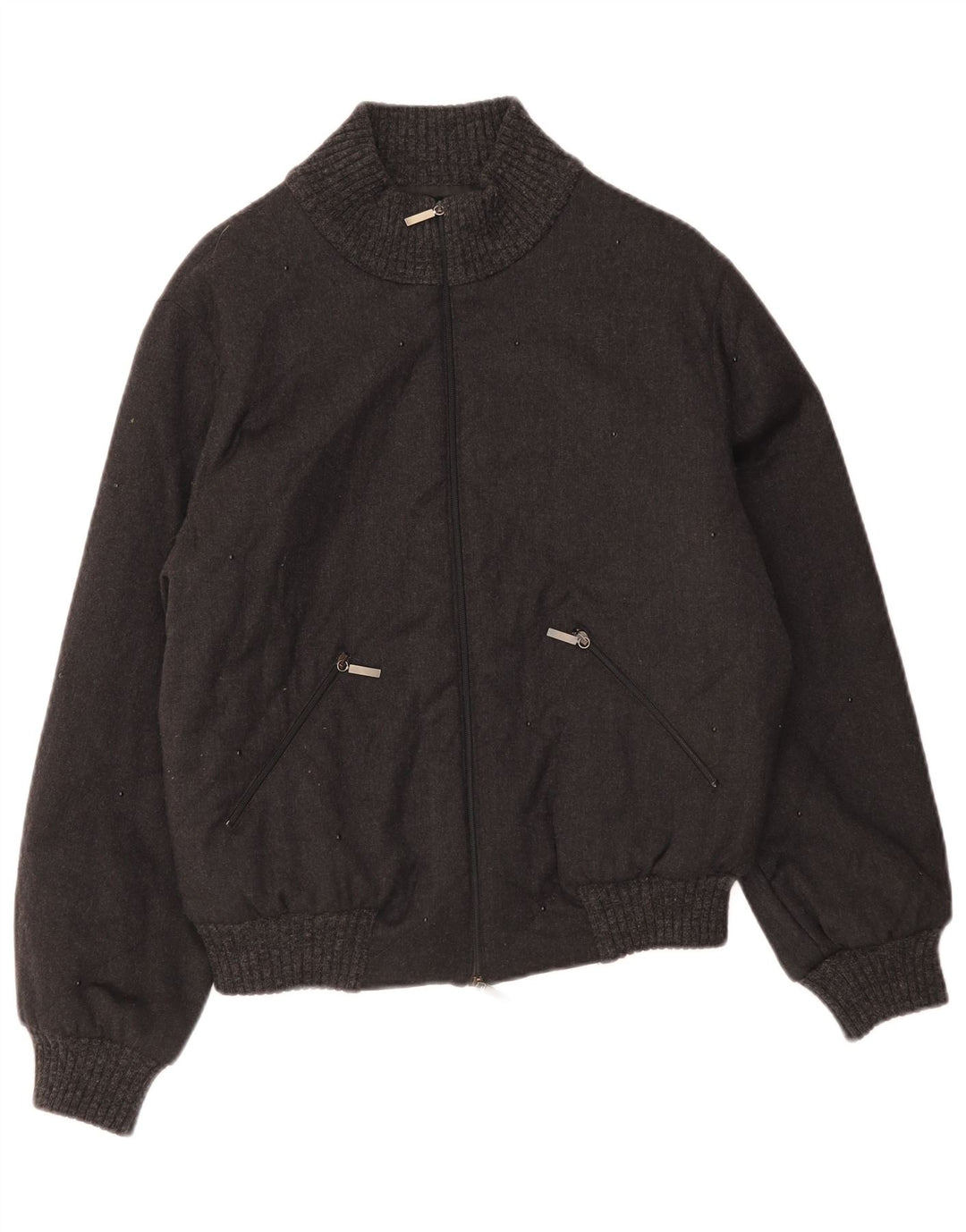 Giorgio Grati Womens Oversized Bomber Jacket IT 40 Small Black Wool
