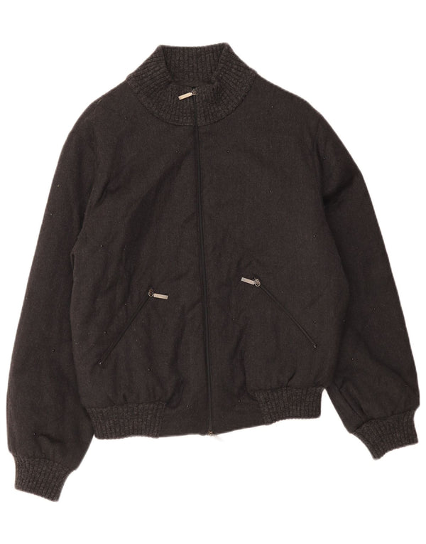 Giorgio Grati Womens Oversized Bomber Jacket IT 40 Small Black Wool