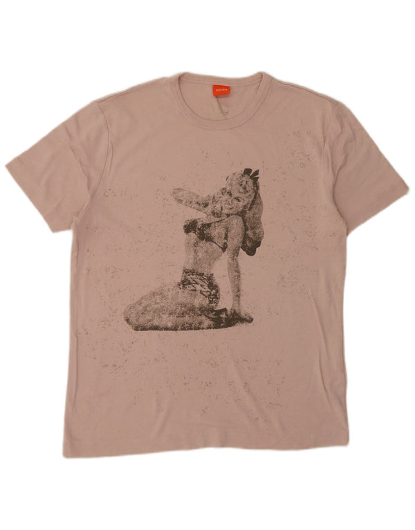 Hugo Boss Womens Graphic T-Shirt Top UK 16 Large Pink