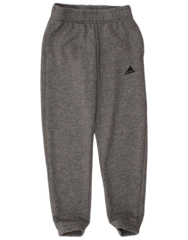 Adidas Boys Tracksuit Trousers Joggers 7-8 Years Grey Flecked Cotton