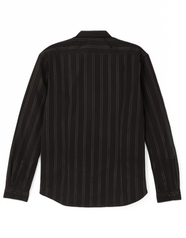 Hugo Boss Mens Shirt Size 43/44 XL Black Striped Cotton