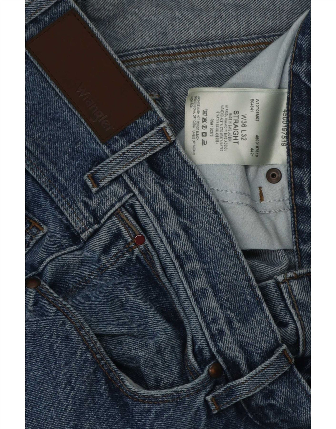 Wrangler Mens Straight Jeans W36 L32 Blue Cotton