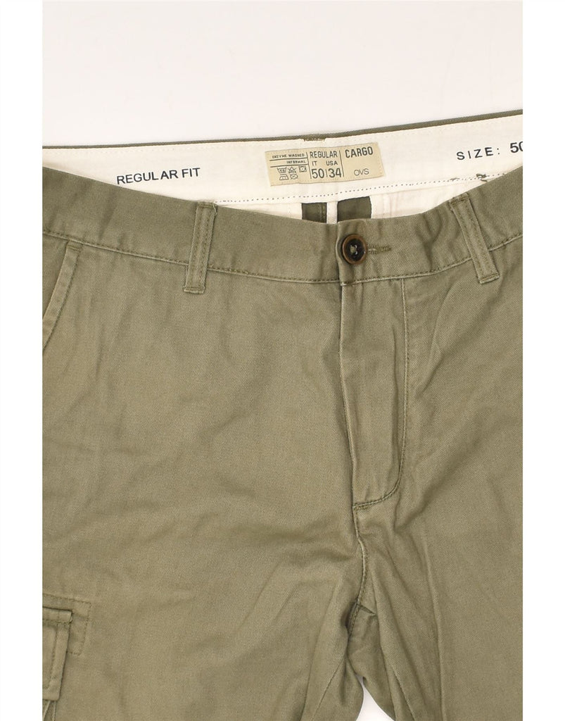 OVS Mens Regular Straight Cargo Trousers IT 50 Large W36 L30 Khaki Cotton | Vintage OVS | Thrift | Second-Hand OVS | Used Clothing | Messina Hembry 