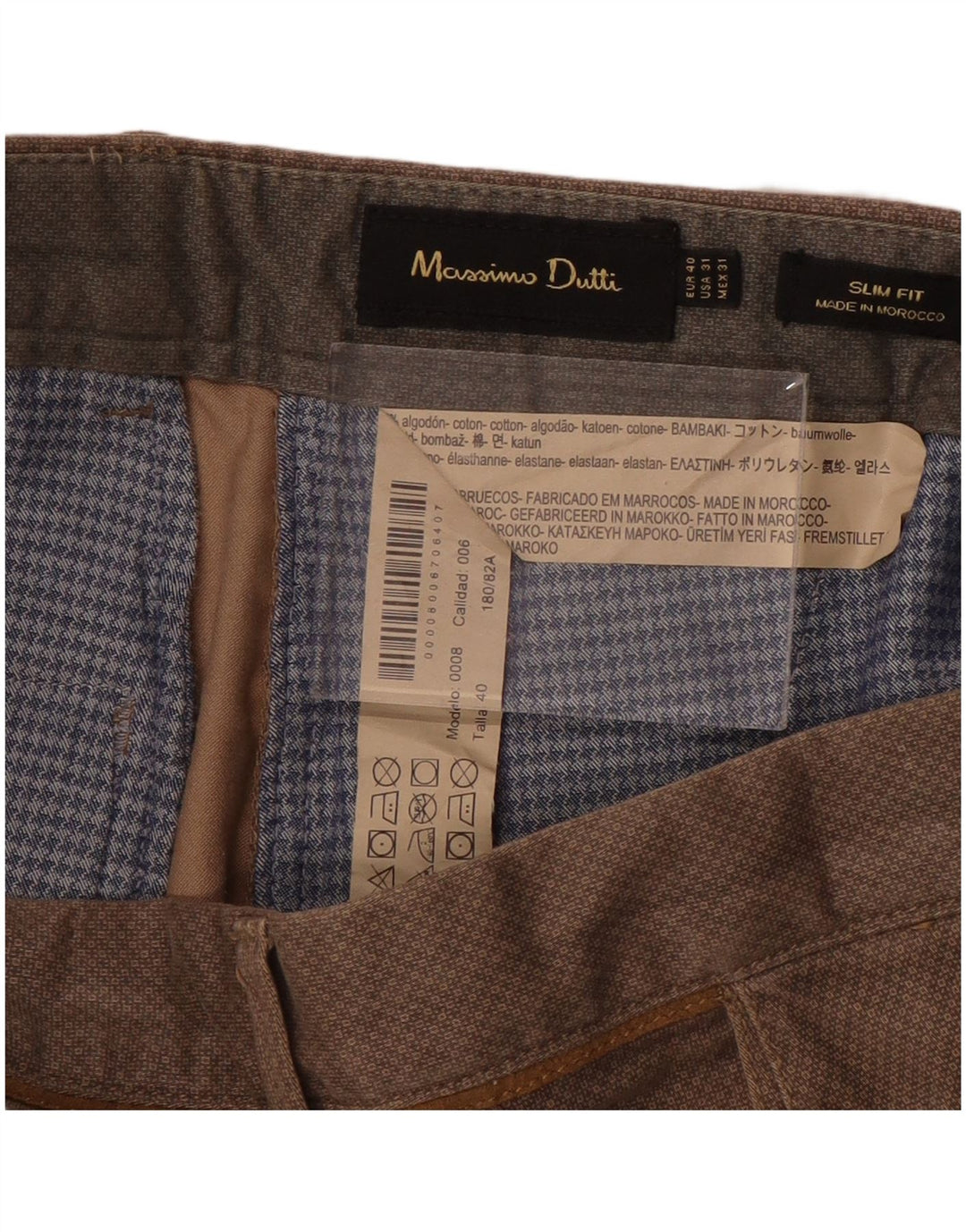 MASSIMO DUTTI Mens Slim Fit Chino Trousers EU 40 Medium W31 L30 Brown