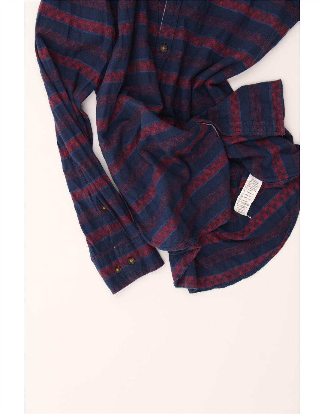 BENETTON Mens Slim Shirt XL Navy Blue Striped Cotton Vintage Benetton and Second-Hand Benetton from Messina Hembry 