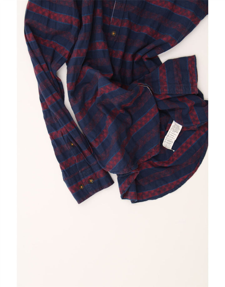 BENETTON Mens Slim Shirt XL Navy Blue Striped Cotton Vintage Benetton and Second-Hand Benetton from Messina Hembry 
