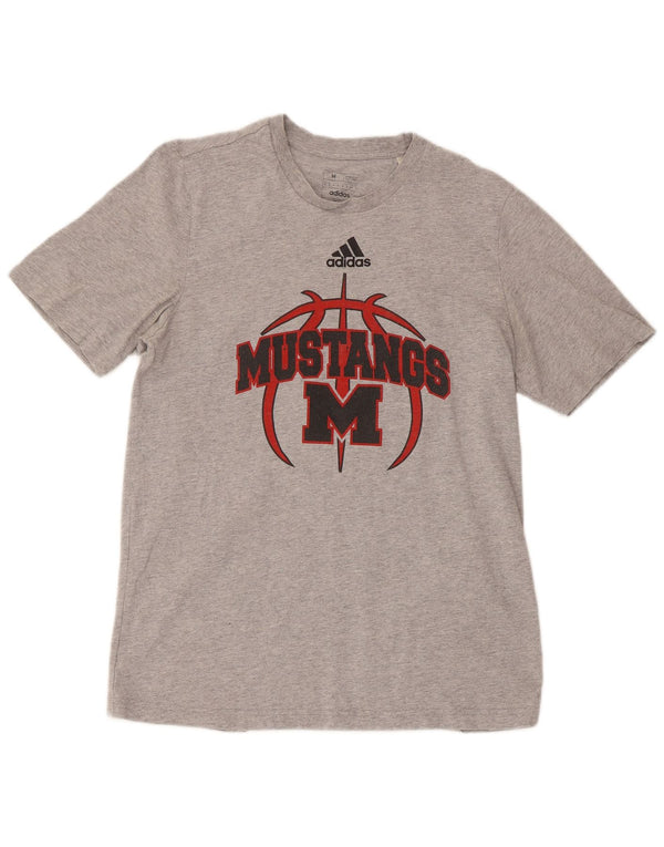 Adidas Mens Mustangs Short Sleeve Regular Graphic T-Shirt Top Medium Grey