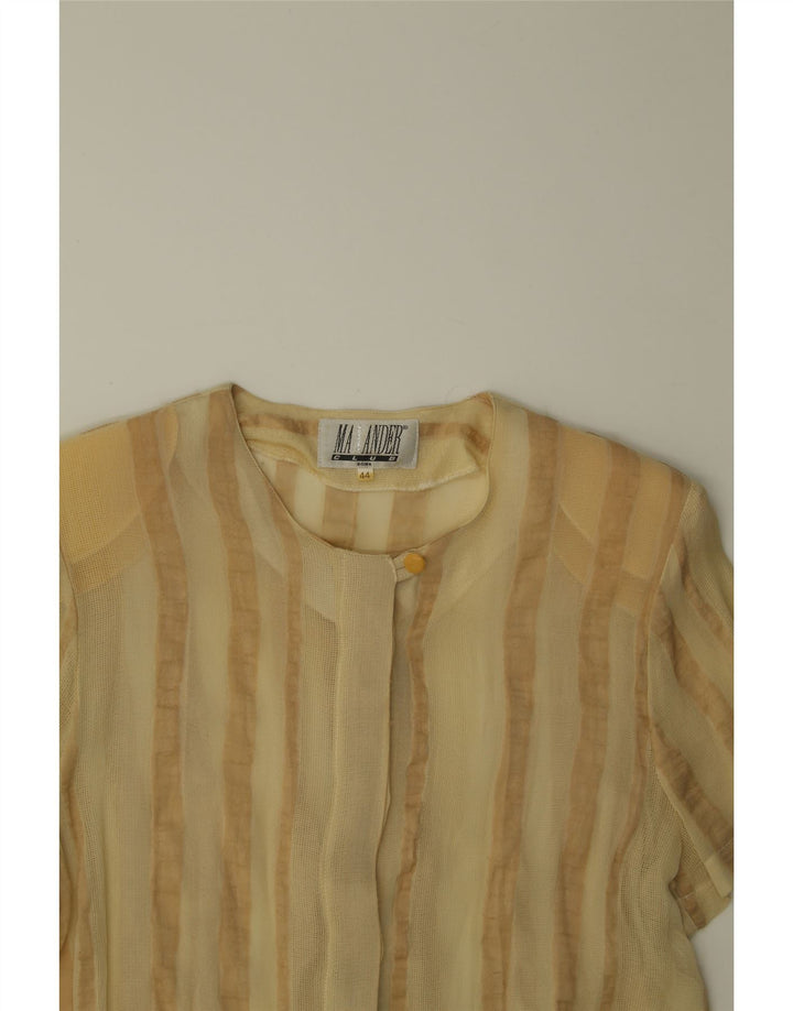 VINTAGE Womens Short Sleeve Shirt Blouse IT 44 Medium Beige Striped Vintage Vintage and Second-Hand Vintage from Messina Hembry 