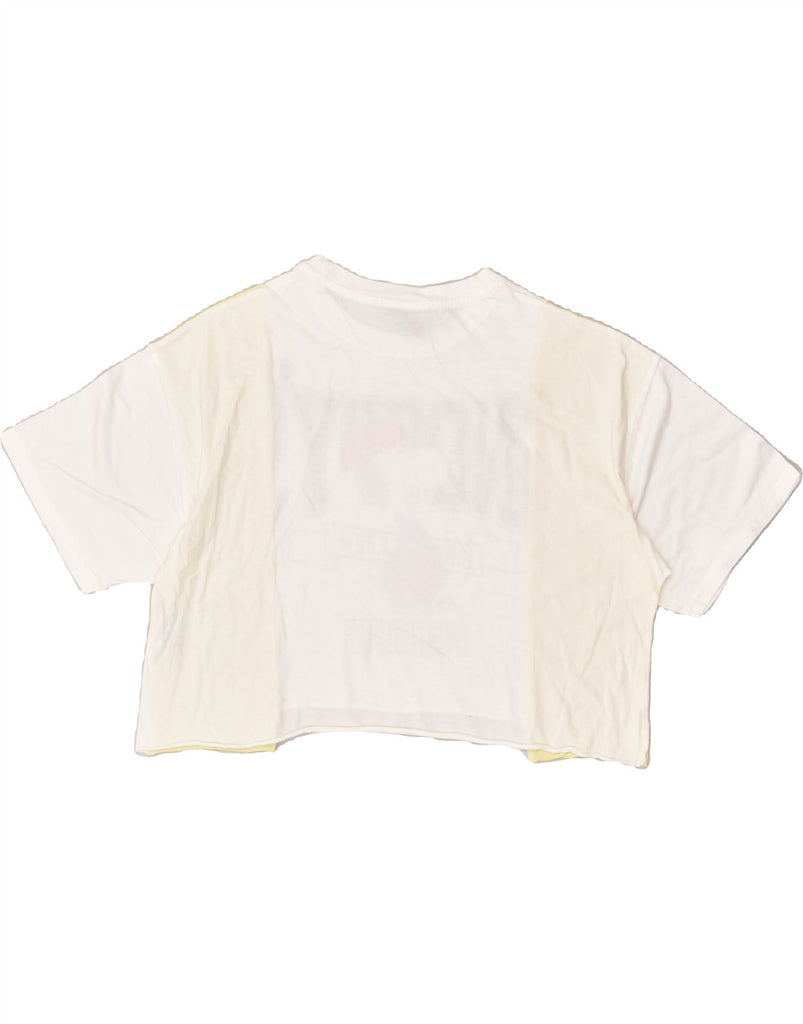 PULL & BEAR Womens Crop Graphic T-Shirt Top UK 22 2XL White Colourblock | Vintage Pull & Bear | Thrift | Second-Hand Pull & Bear | Used Clothing | Messina Hembry 