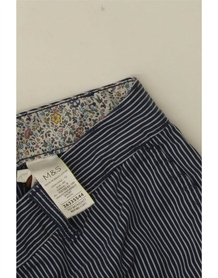 Marks & Spencer Womens Cropped Trousers UK 12 Medium W32 L25 Navy Blue