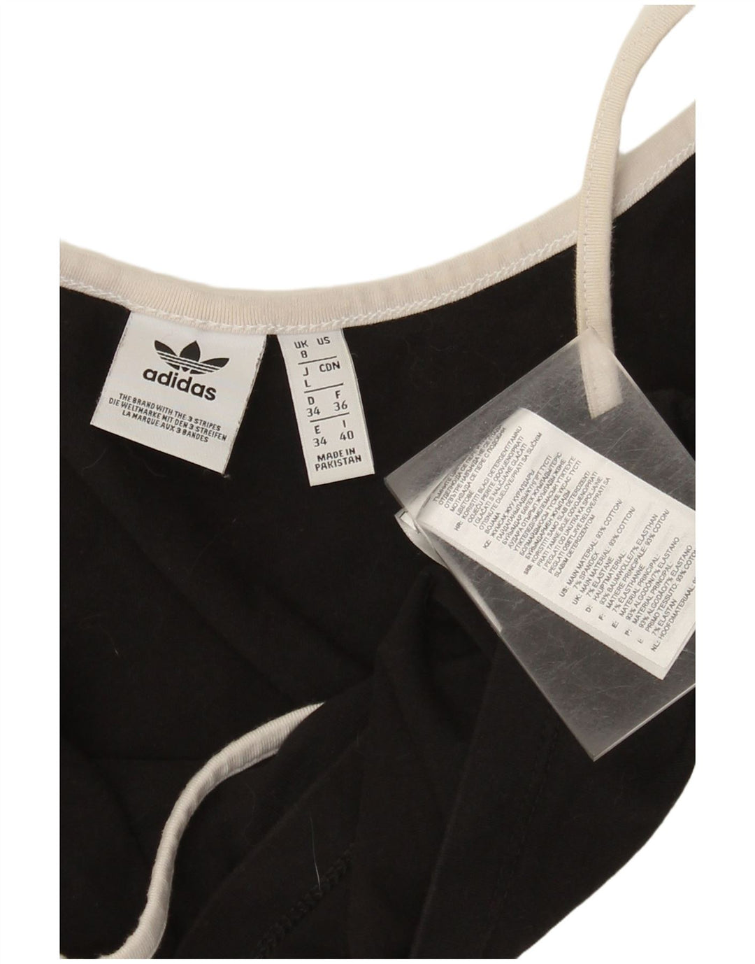 Adidas Womens Crop Cami Top UK 8 Small Black Cotton
