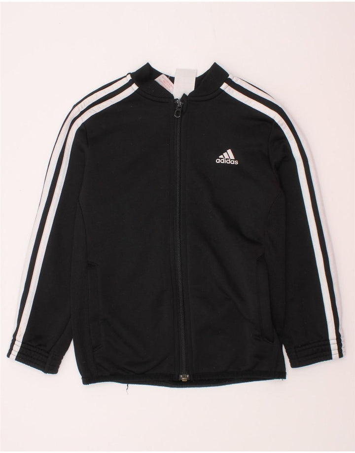Adidas Boys Climalite Tracksuit Top Jacket 6-7 Years Black Polyester