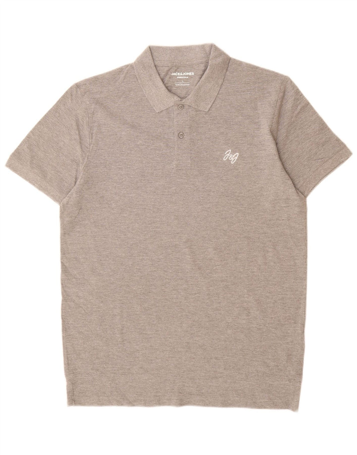 Jack & Jones Mens Polo Shirt Large Grey Cotton