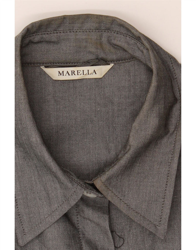 MARELLA Womens Shirt Blouse UK 14 Medium Grey Vintage Marella and Second-Hand Marella from Messina Hembry 