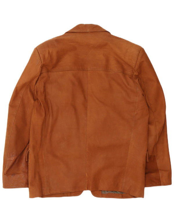 Vintage Mens 1 Button Leather Blazer Jacket IT 52 Large Brown