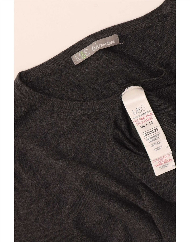 Marks & Spencer Womens Cardigan Sweater UK 14 Medium Grey Viscose