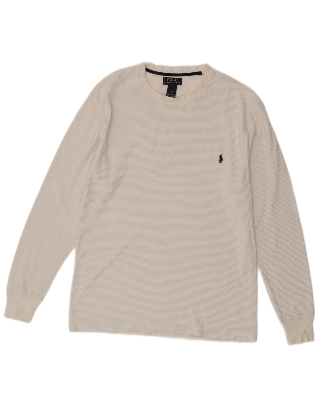 POLO RALPH LAUREN Mens Top Long Sleeve Medium White Cotton