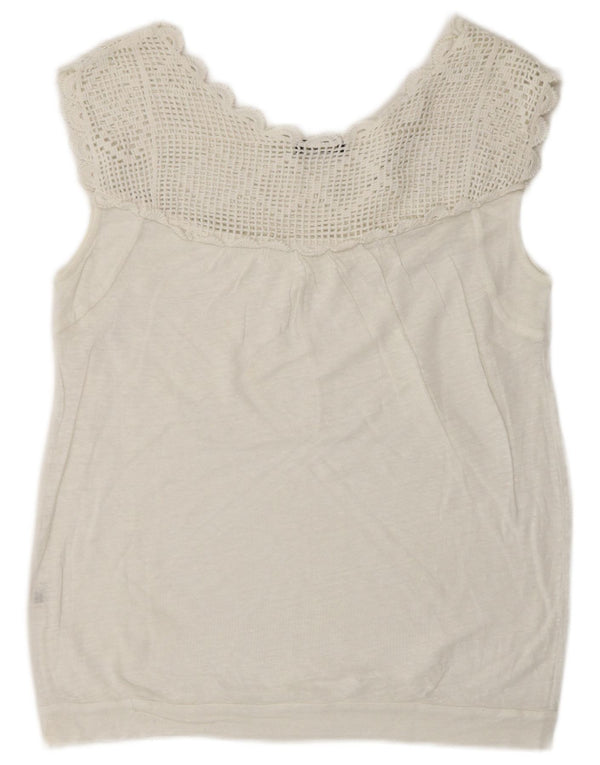 Massimo Dutti Womens Sleeveless Blouse Top UK 16 Large White