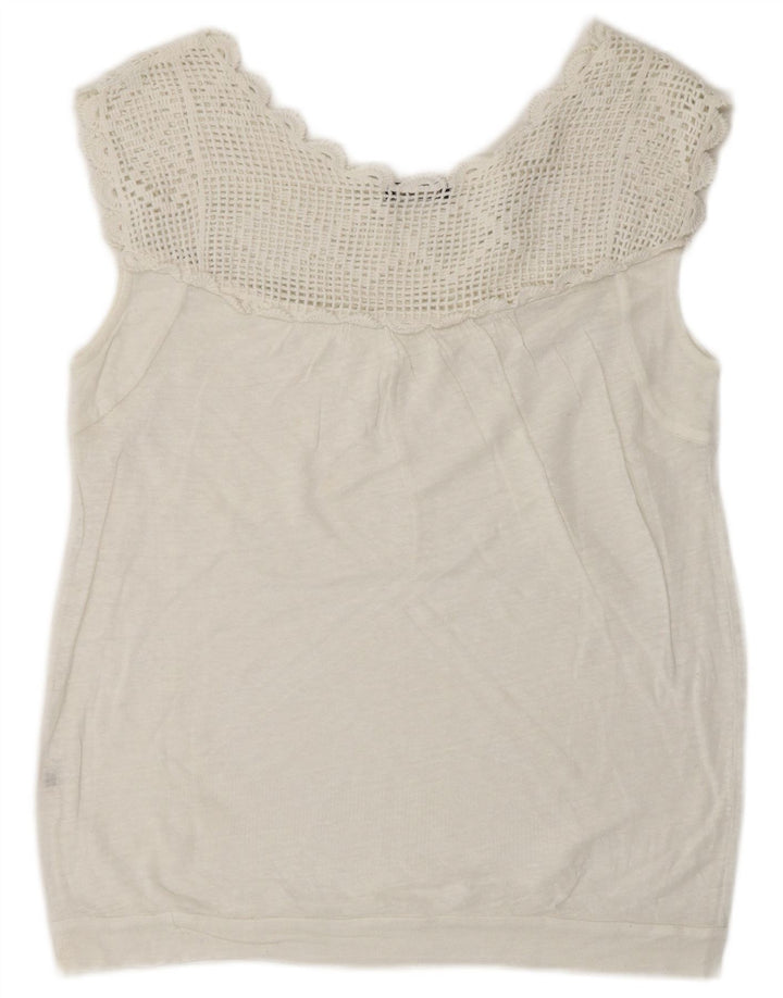 Massimo Dutti Womens Sleeveless Blouse Top UK 16 Large White